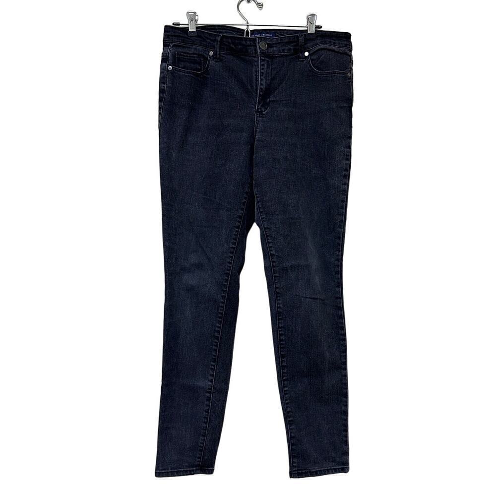 Adrenne Vittadini Size 10 Mid Rise 5 Pocket Skinny Leg Denim Jeans Faded Black